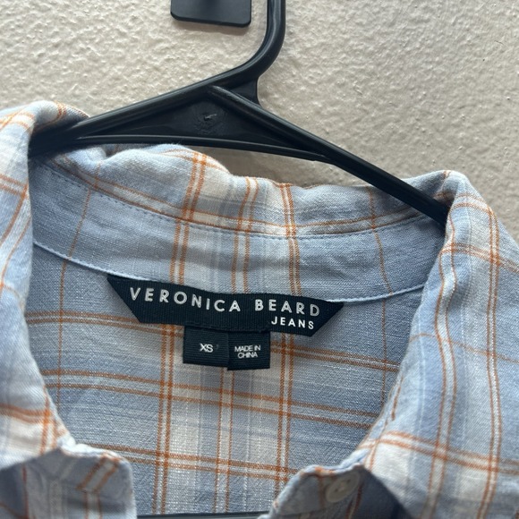 VERONICA BEARD Jeans Fall Plaid Mini Long Sleeve Shirt Dress Fit & Flare SZ XS - Picture 2 of 4